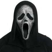Ghost Face Bloody Bling Mask with Black Shimmer Shroud