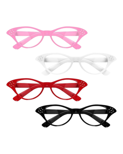 Retro 50s 60s Old Lady Glasses Cat Eye Rhinestone Glasses