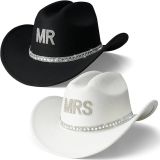 Mr & Mrs Rhinestone Felt Cowboy Hat