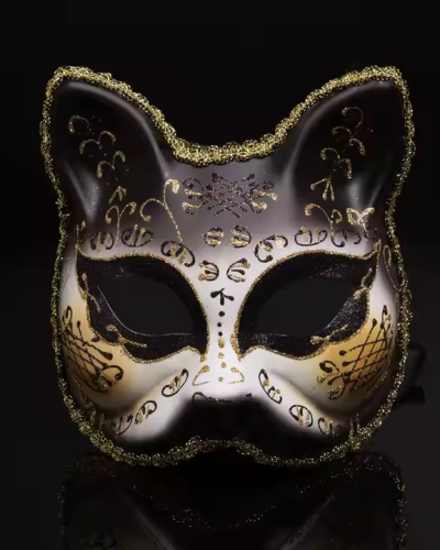 Red Black Cat Face Carnival Party Mask