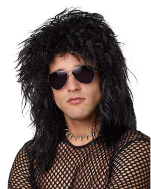 Black Rock Star Wig For 70s 80s Punk Cosplay