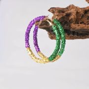 Mardi Gras Glitter Hoop Earrings