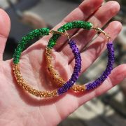Mardi Gras Glitter Hoop Earrings