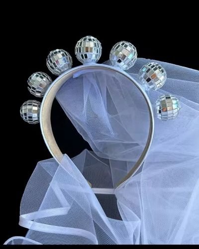 Bachelorette Party Disco Ball Bridal Veil Headband