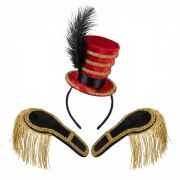 Mini Ringmaster Hat Headband Match Ceremonial Epaulettes Tassel Shoulder Boards