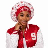 Greek Life Inspired Satin Hair Bonnet Red White Sleep Cap