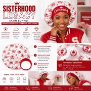 Greek Life Inspired Satin Hair Bonnet Red White Sleep Cap