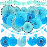Black Gold Pink Gold Blue Silver Birthday Party Decoration Set Balloon Paper Fan Garland
