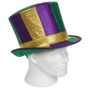 Novelty Mardi Gras Top Hat with Purple Green Gold Stripes
