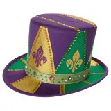 Purple Green Gold Carnival Party Costume Hat with FDL & Rhinestones