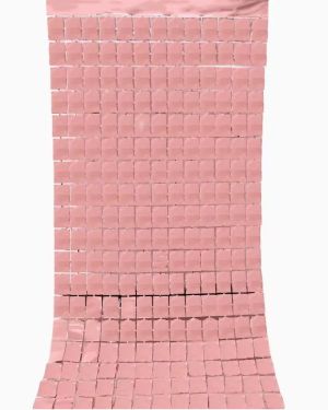 Pink Square Metallic Flat Curtain Backdrop for Birthday & Wedding Wall Decorations