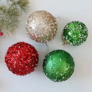 Sequined and Pearl Style Christmas Balls