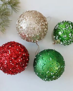 Sequined and Pearl Style Christmas Balls