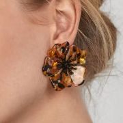 European American Vintage Acrylic Flower & Leopard Print Earrings for Women