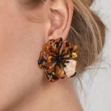 European American Vintage Acrylic Flower & Leopard Print Earrings for Women