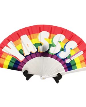 Large Rainbow Hand Fan Pride Month Folding Fan for Festivals Raves