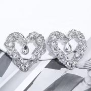Rhinestone & Diamond Stud Earrings Love Heart Shape Hoop Earrings