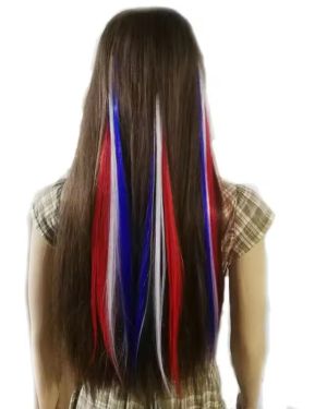 Patriotic Party Hair Wig Extensions Hair Clip for France Football Fans