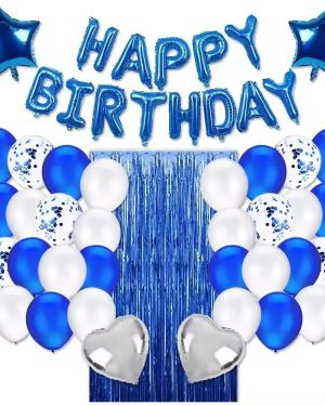 Party Decorations Happy Birthday Balloons Banner With Fringe Curtain Balloons Set