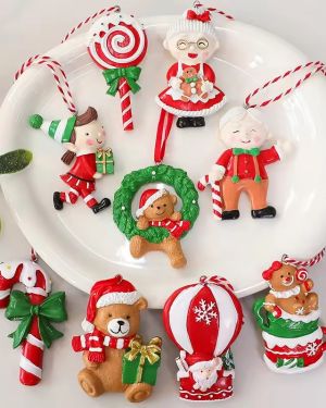 New Christmas Gingerbread Man Pendants Set Resin Gifts
