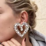 Rhinestone & Diamond Stud Earrings Love Heart Shape Hoop Earrings