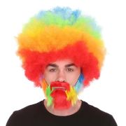 Funny Afro Wig with Beard 70s Disco Hippie Costume Wig Halloween Cosplay Party Accessories
