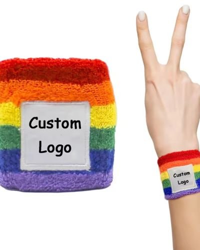 Custom Logo Tennis Gym Wristbands Pride Rainbow Wrist Sweatband