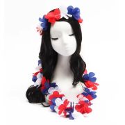 Flower Leis Hawaii Necklace and Headband Set for Soccer Fans Supporter