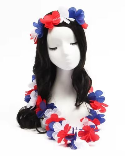Flower Leis Hawaii Necklace and Headband Set for Soccer Fans Supporter
