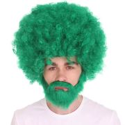 Funny Afro Wig with Beard 70s Disco Hippie Costume Wig Halloween Cosplay Party Accessories