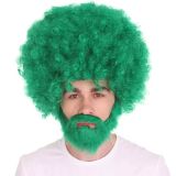 Funny Afro Wig with Beard 70s Disco Hippie Costume Wig Halloween Cosplay Party Accessories