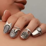 Alloy Silver Plated Finger Cuffs Punk Exaggerated Trendy Rings Unisex for Women Men Daily Party Banquet Wear