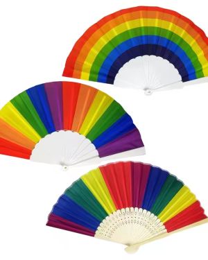 Large Rainbow Hand Fan Pride Month Folding Fan for Festivals Raves
