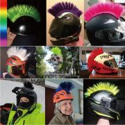 Punk Helmet Mohawk Wigs Skinhead Patches Hairpiece for Motorcycle Cycling Scooters Polo Ski Snowboard