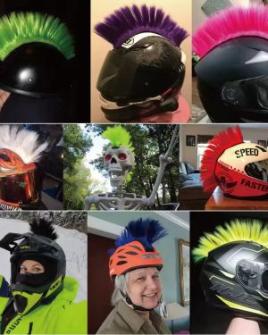 Punk Helmet Mohawk Wigs Skinhead Patches Hairpiece for Motorcycle Cycling Scooters Polo Ski Snowboard
