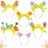 Glow Neon Party Headband Macaron Colorful Striped Star Hair Hoop Festival Decoration Headband