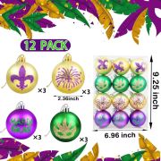 Mardi Gras Ball Ornaments Purple Green Gold Hanging Tree Decorations