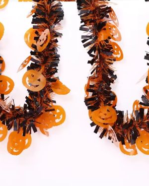 Halloween Tinsel Garland Orange Pumpkin Garland Hanging