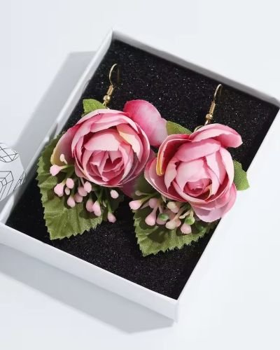 Hawaiian Cute Bohemian Earring Fabric Flower Pendant Earrings