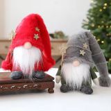 Red and Grey Hat Faceless Christmas Dolls Ornaments