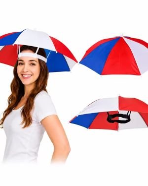 Red White Blue Umbrella Hat Patriotic Party Cap for Independence Day Events