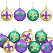 Mardi Gras Ball Ornaments Purple Green Gold Hanging Tree Decorations