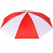 Red White Umbrella Hat with Adjustable Head Strap for Festival Party Sports Fan Events