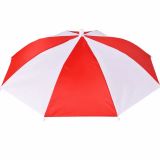 Red White Umbrella Hat with Adjustable Head Strap for Festival Party Sports Fan Events