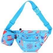 America Flag Fanny Running Belt Waist Pack with Drink Holder