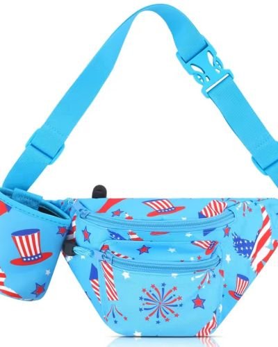America Flag Fanny Running Belt Waist Pack with Drink Holder
