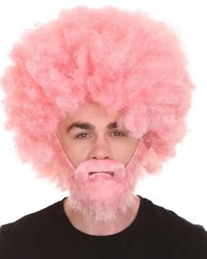 Funny Afro Wig with Beard 70s Disco Hippie Costume Wig Halloween Cosplay Party Accessories