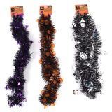 Halloween Tinsel Garland Brown Orange Pumpkin Garland Hanging for Halloween Party Decorations