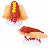 Plush Hot Dog Hat Funny Food Costume Hat for BBQ Party Festival Carnival