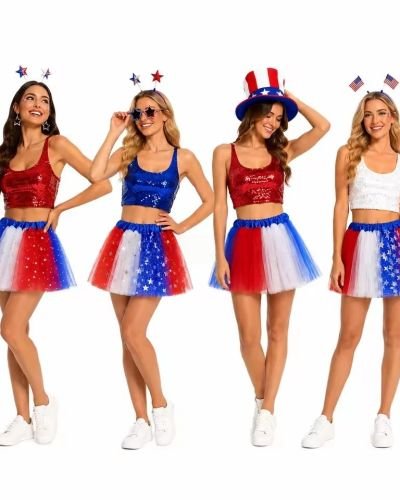 4th of July Independence Day Ballet Skirt Tutu Skirt Sparkly Layered Tulle Tutus
